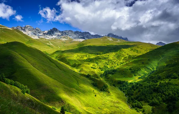 Небо, облака, горы, Грузия, Near Tetnuldi, Upper Svaneti