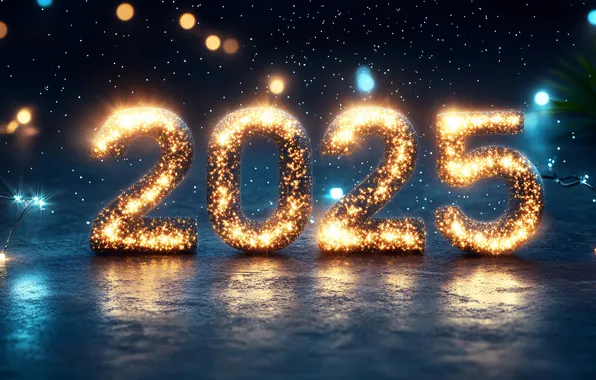 Новый Год, Лед, Снежинки, Happy New Year, Holiday, 2025, С новым 2025 годом, Пылающие Цифры