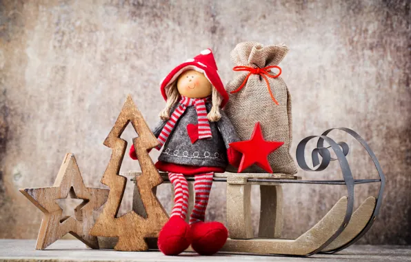Vintage, Xmas, Новый Год, кукла, Merry Christmas, украшения, happy, holiday celebration