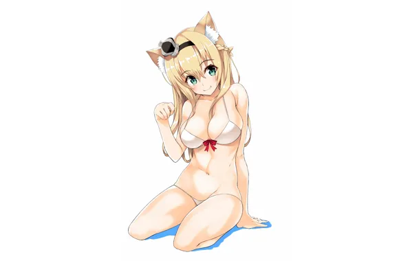 Girl, sexy, cleavage, green eyes, long hair, boobs, anime, beautiful