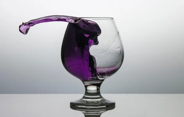 Бокал, жидкость, Purple splash