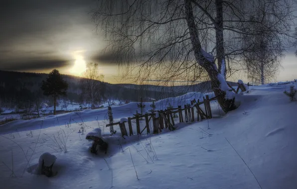 Картинка зима, пейзаж, ночь