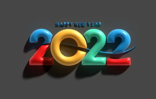 Colorful, цифры, Новый год, new year, happy, render, figures, 2022