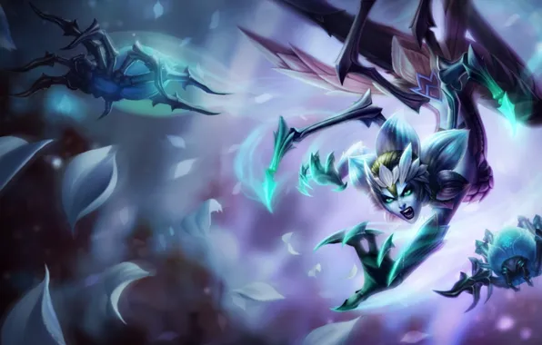 Пауки, лепестки, когти, lol, Элис, league of legends, лига легенд, Elise