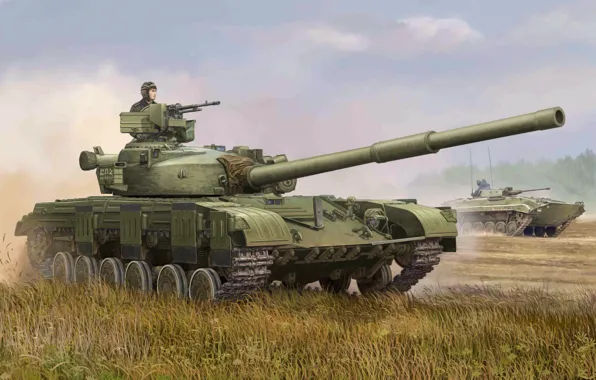 Картинка war, art, painting, tank, T-64 Main Battle Tank