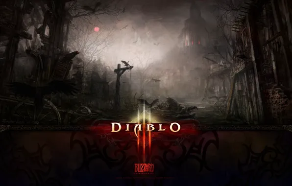 Картинка ночь, ворон, blizzard, Diablo 3