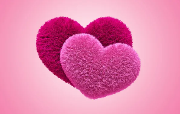 Картинка pink, love, hearts, сердечки, пушистые, fluffy