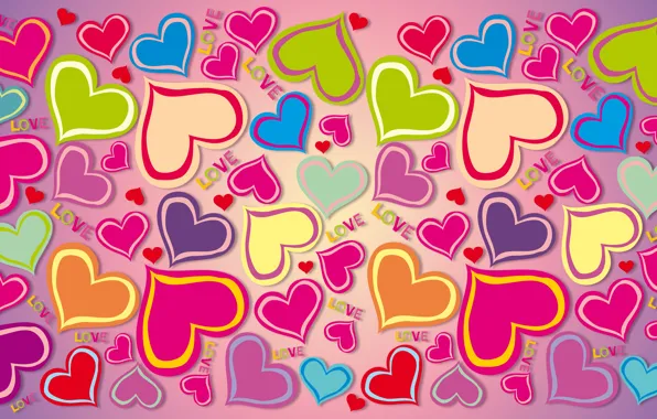 Картинка любовь, colorful, сердечки, rainbow, love, background, hearts, gradient