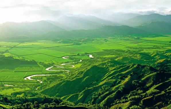 Горы, река, долина, Колумбия, COFFY COUNTRY, COLOMBIA, Valle de Cocora