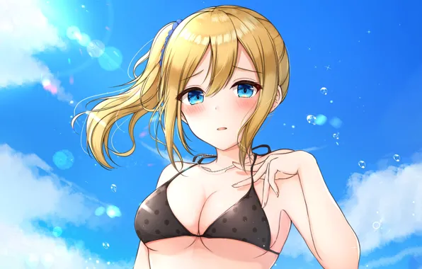 Картинка girl, sexy, sky, long hair, boobs, anime, beautiful, pretty