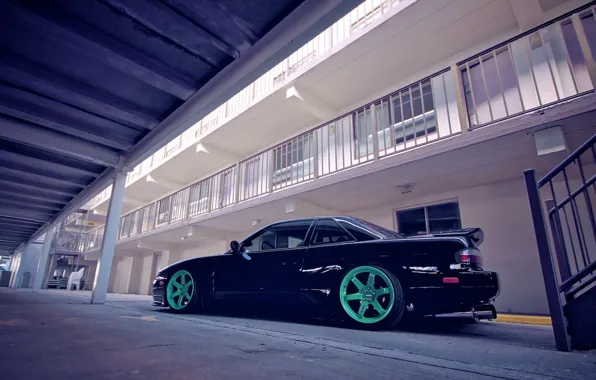 Car, Silvia, Nissan, hotel, rims, parking, S13