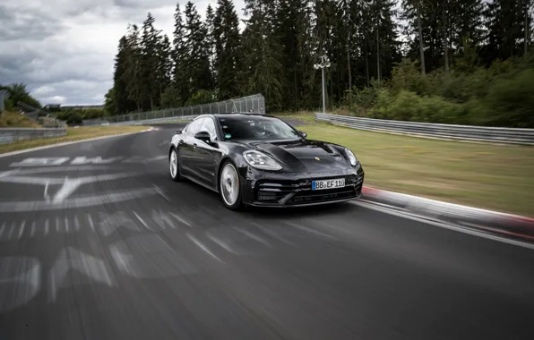 Картинка чёрный, Porsche, Panamera, тесты, Nürburgring, 2020, Nordschleife, предсерийный