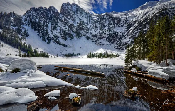 Пейзаж, горы, река