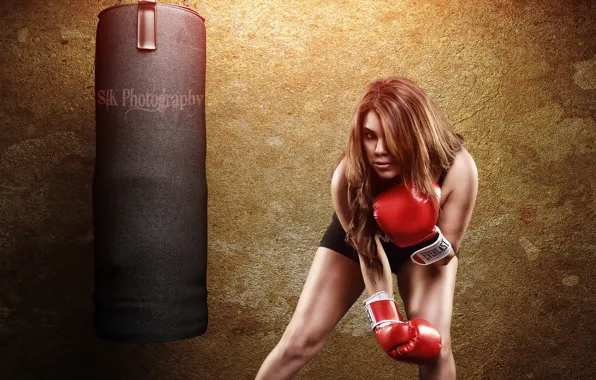 Картинка девушка, спорт, бокс, тренировка