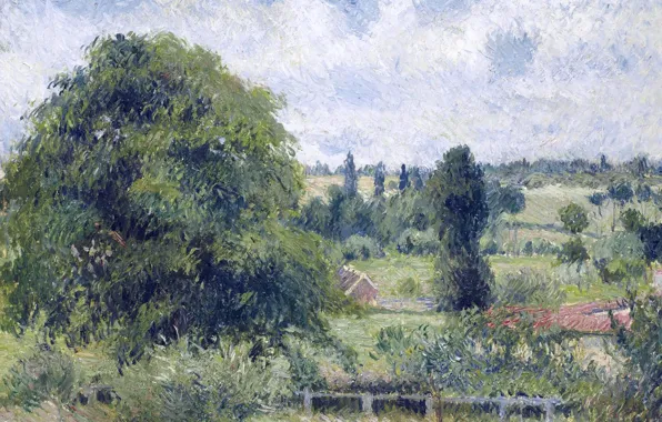 Пейзаж, картина, Камиль Писсарро, Большой Орех на Лугу. Эраньи