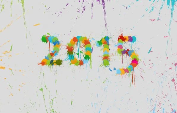 Фон, краски, цифры, Новый год, потеки, 2015