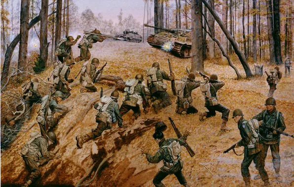 Картинка война, танк, war, France, немцы, французы, October 1944