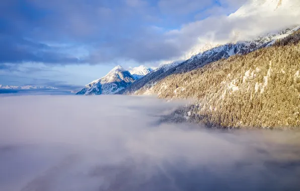 Картинка небо, горы, туман