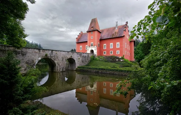 Картинка мост, город, фото, Замок, Czech Republic, Castle Chervena Lhota