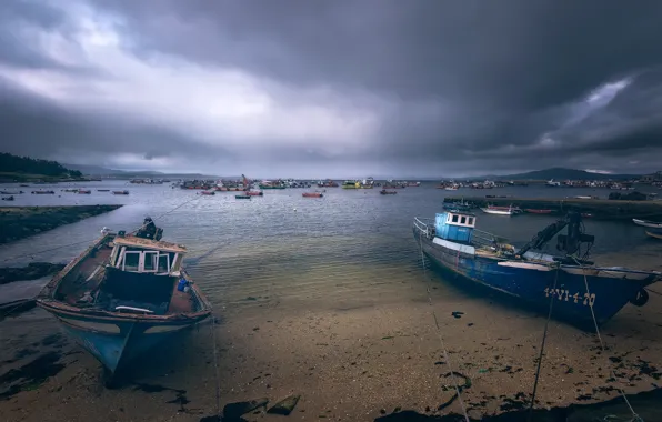 Картинка берег, лодки, Galicia, Illa de Arousa