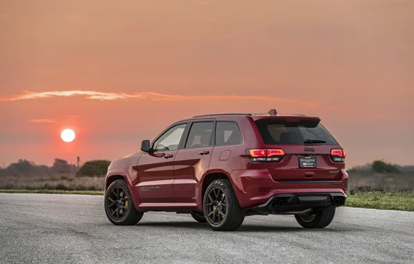 Закат, вечер, вид сзади, 2018, Hennessey, Jeep, Grand Cherokee, Trackhawk