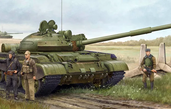 Рисунок, арт, СССР, советский средний танк, Т-62