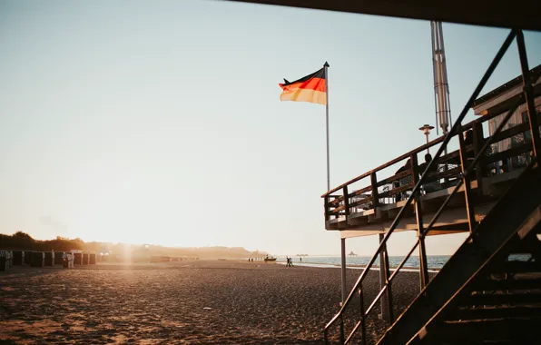 German, Beach, Water, Germany, Sand, Flag, Ocean, Holidays