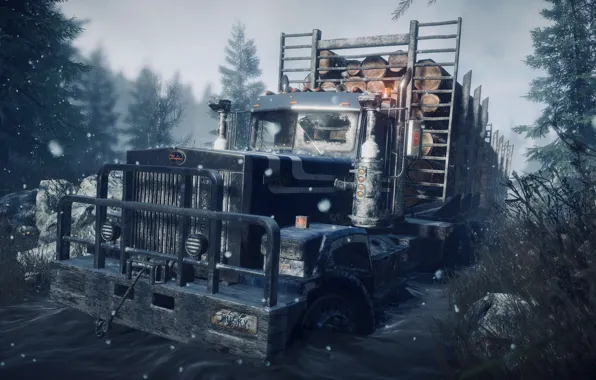 HDR, Canada, Wood, Water, Snow, Truck, Game, Trees