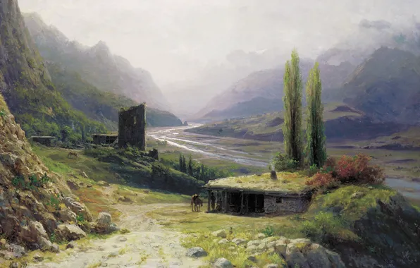 Картинка картина, Лагорио, Кавказское ущелье