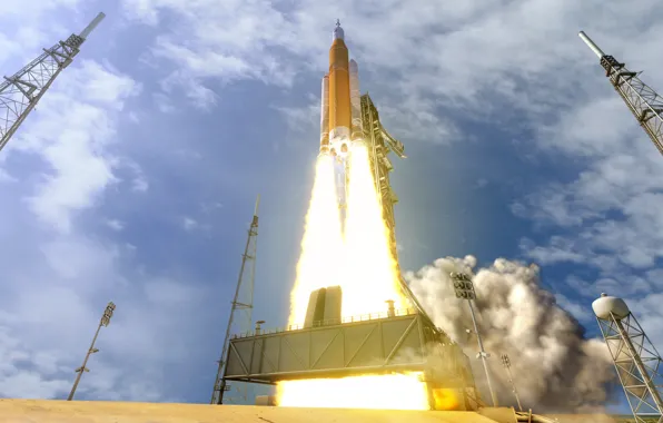Обои огонь, пламя, взлёт, Сатурн-5, ракета-носитель на телефон и ...