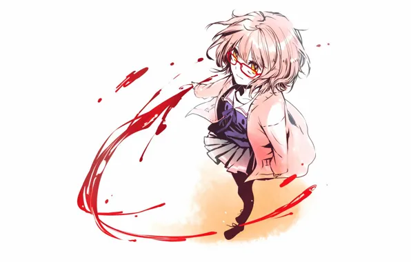 Аниме, белый фон., Kyoukai no Kanata, Мирай Курияма, кров