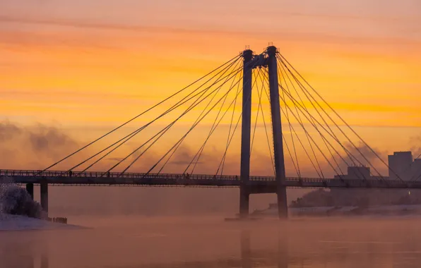 Закат, Мост, Красноярск, Енисей