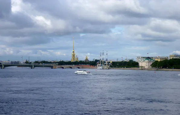 Лето, город, россия, набережная, питер, Санкт-петербург, нева