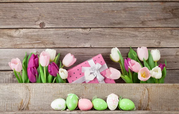 Цветы, яйца, весна, colorful, Пасха, happy, wood, pink