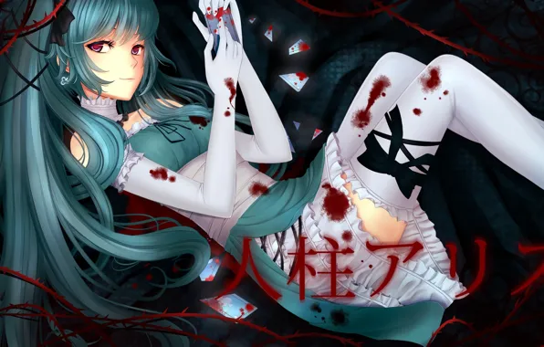 Кровь, hatsune miku, вокалоид, в темноте