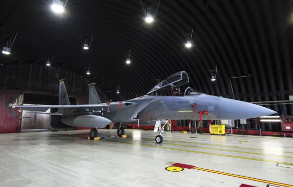 Картинка истребитель, ангар, Eagle, «Игл», F-15D