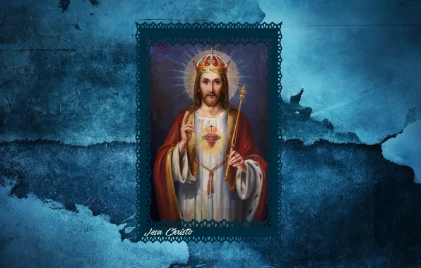 Texture, blue, crown, jesus christ, king, latin, rex, christianity