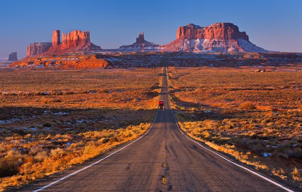 Картинка дорога, горы, пустыня, США, канон