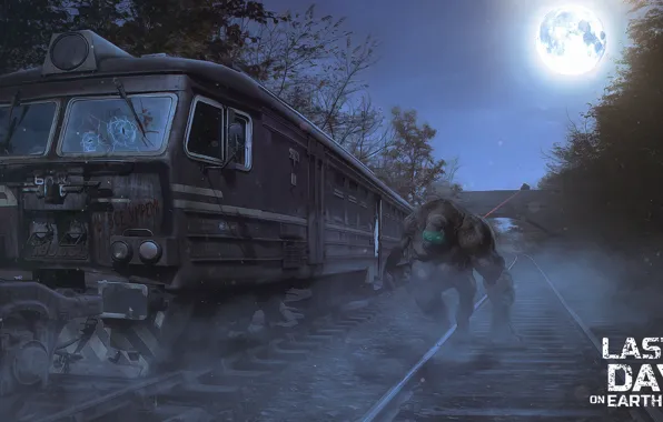 Картинка Ночь, Поезд, Moon, Monster, Night, Train, Снайпер, Railway
