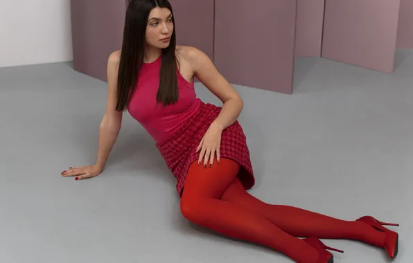Girl, sexy, woman, young, model, high heels, skirt, long-haired