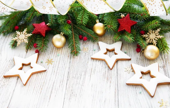 Украшения, Новый Год, Рождество, подарки, christmas, wood, merry, cookies