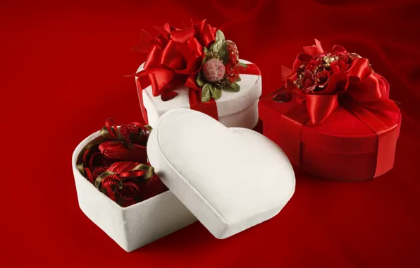 Картинка сердце, розы, подарки, love, box, heart, romantic, Valentine's Day