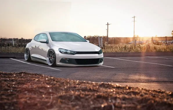 Volkswagen, white, tuning, bbs, germany, low, stance, Scirocco