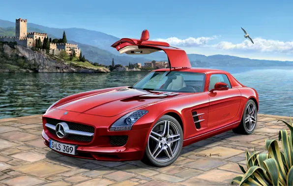 Mercedes-Benz, Море, Германия, Чайка, SLS AMG