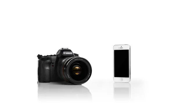 IPhone, White, Canon, Camera, Silver, Backgraund
