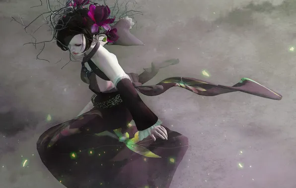 Девушка, рендеринг, фон