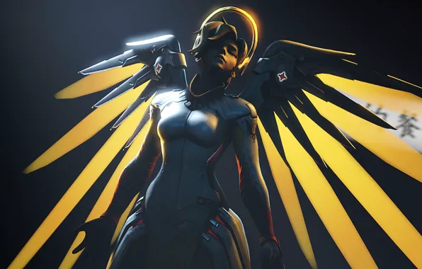 Девушка, blizzard, overwatch, mercy, Angela Ziegler