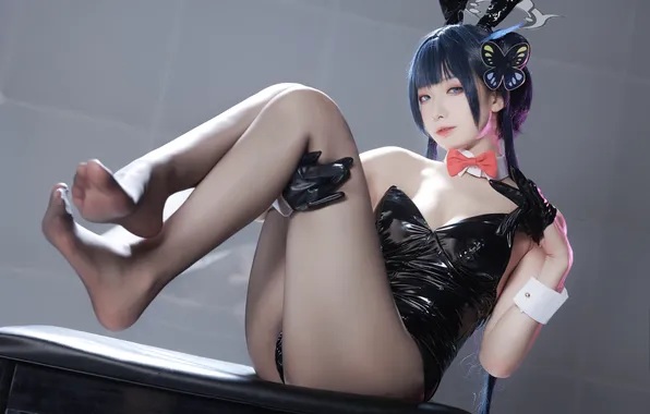 Ножки, азиатка, милашка, ушки, косплей, asian, сидя, cutie