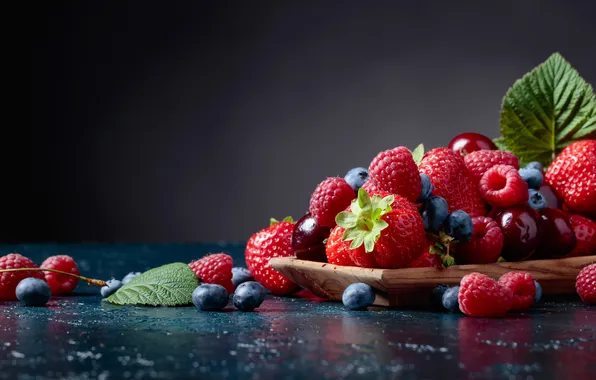 Картинка berry, black, cherry, blueberry, dessert, berries, delicious, closeup