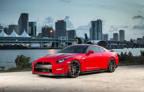 GTR, Nissan, wheels, Red, Vossen, Precision Series